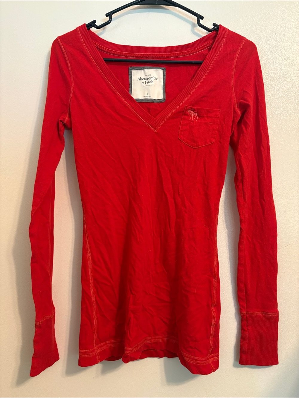 Vintage Y2K Abercrombie and Fitch Long Sleeve Red